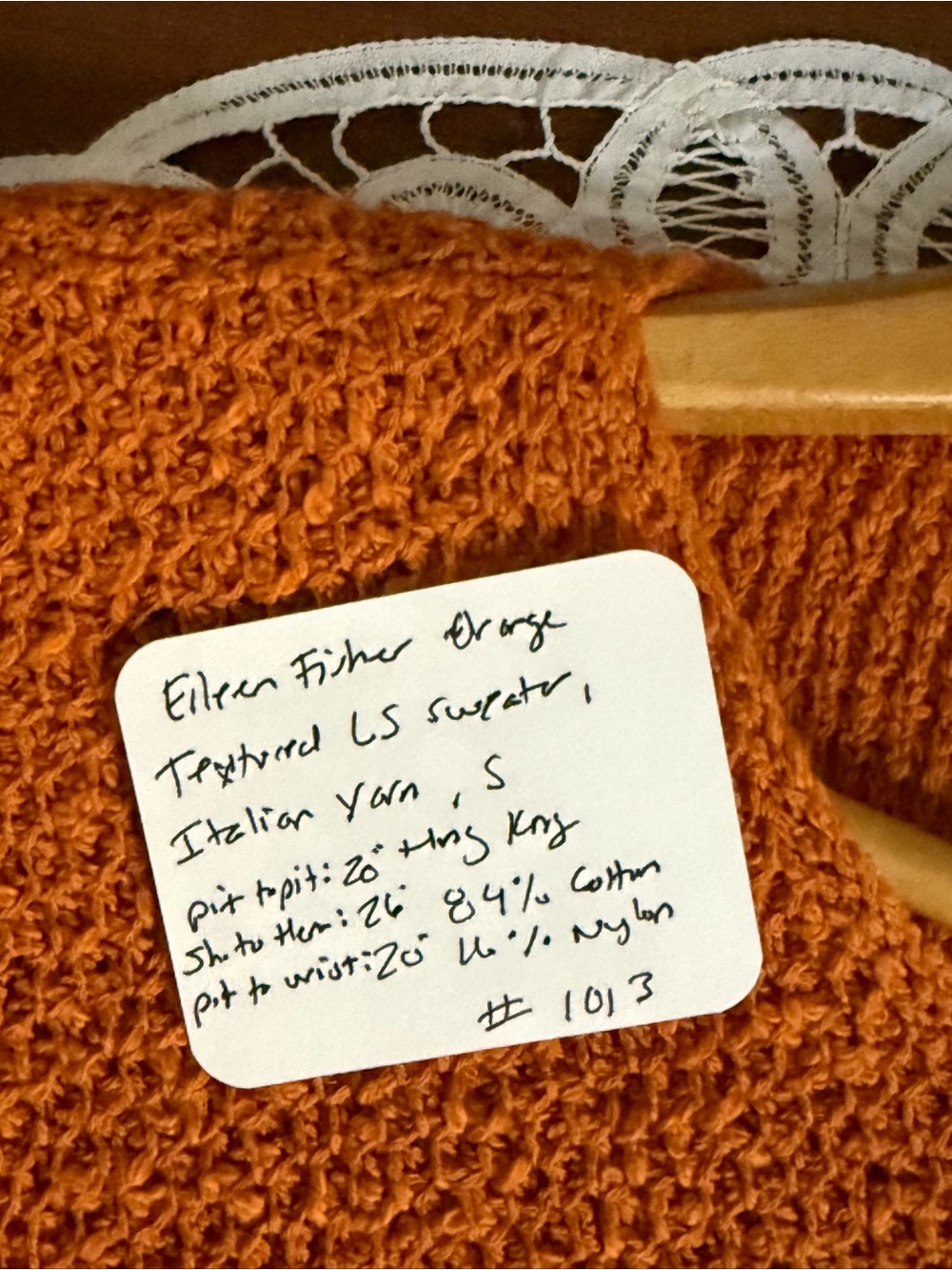 Eileen Fisher Sweater Small Burnt Orange Textured Cotton Italian Yarn Knit Fall - Picture 9 of 9